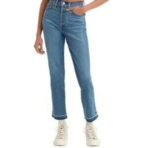 Levi's Wedgie Straight High Rise Jeans 25 x 28 Button Fly Released Hem New